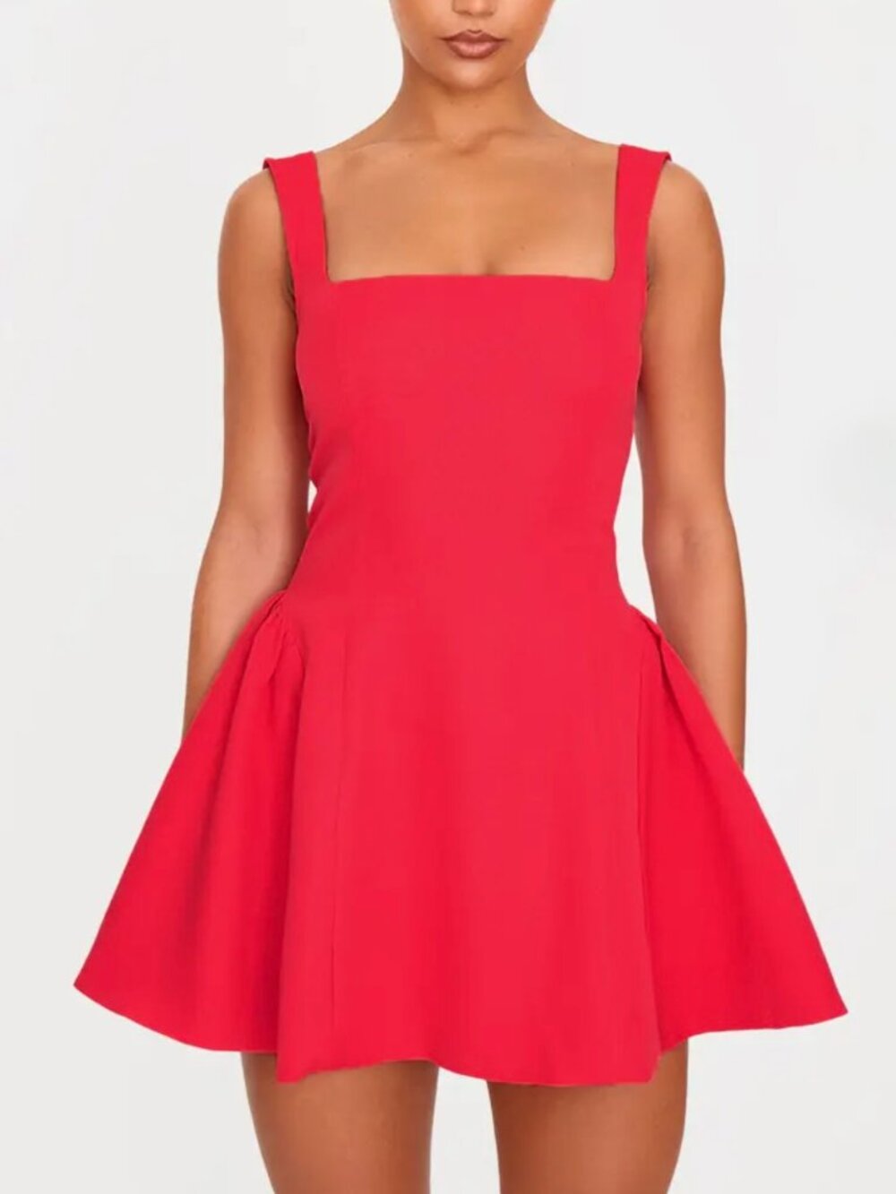 PrettyLittleThing Hip Pleated Shift Dress — Size S | Red | Never Worn | No Tags